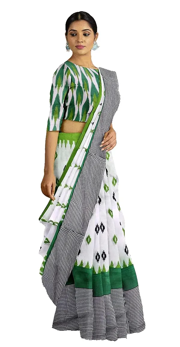 Greek_Ikat_Printed_Pure_Cotton_Saree_With_Blouse_Piece